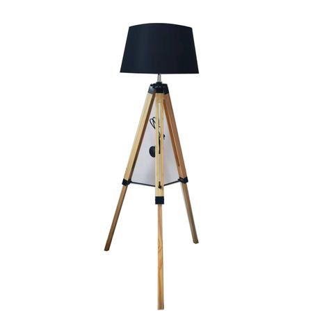 Hot Selling Bamboo Tripod Corner Floor Lamp With Linen Fabric Shade